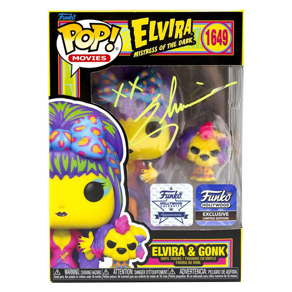 Elvira & Gonk Signed Blacklight Exclusive Funko Pop #1649