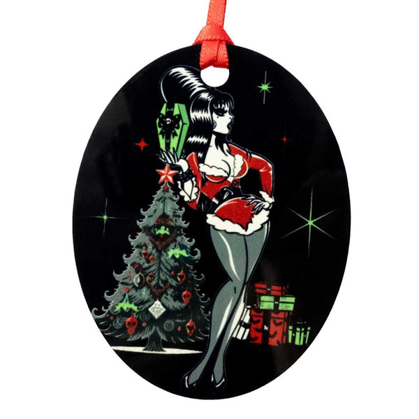 Elvira Retro Xmas Tree Oval Ornament