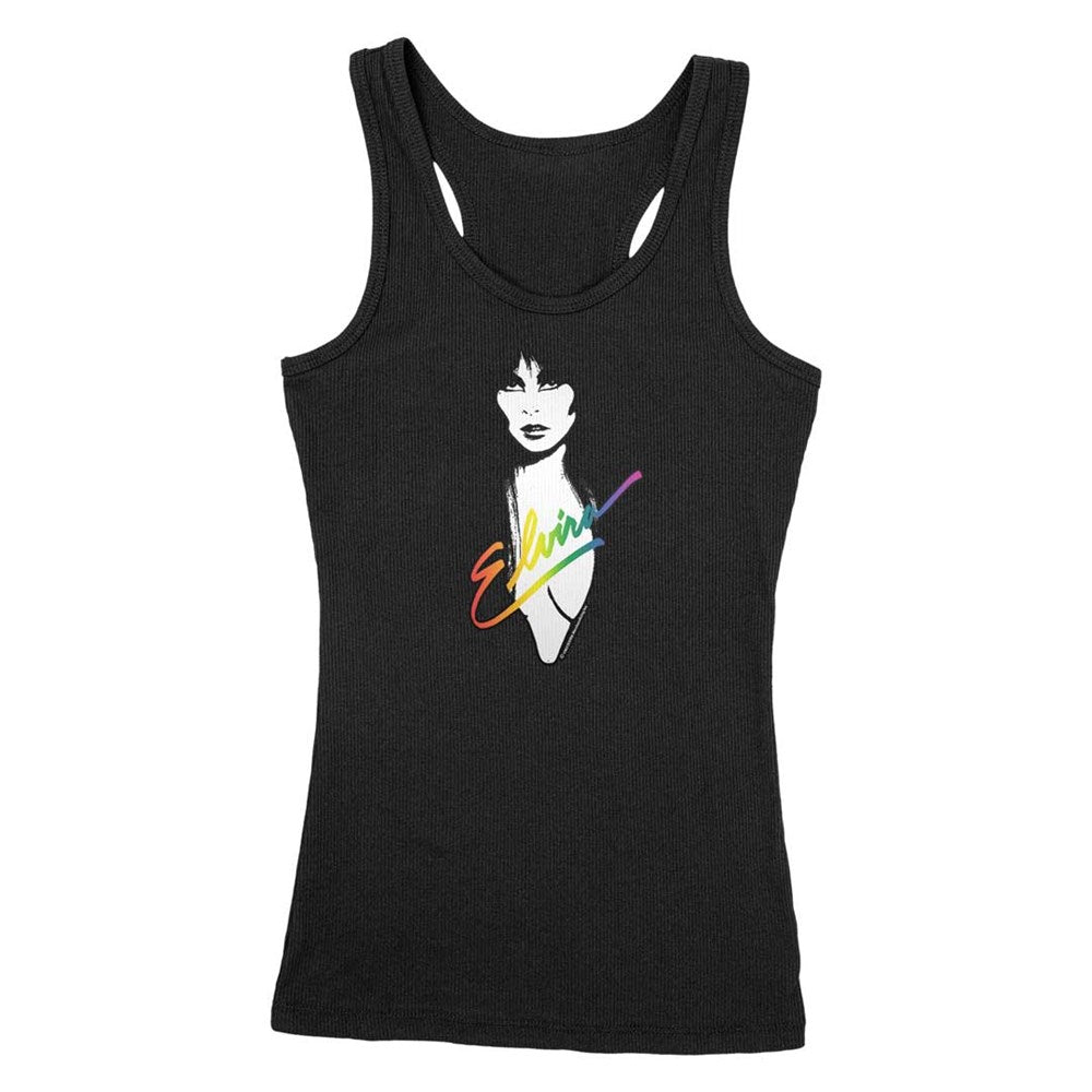 Elvira 1983 Rainbow Racer Back Black Tank