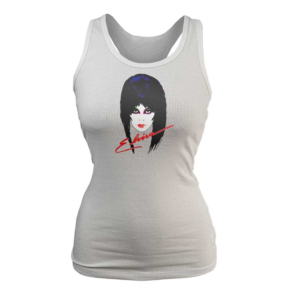 Elvira 80s Racer Back White Tank