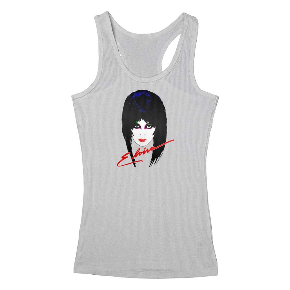 Elvira 80s Racer Back White Tank