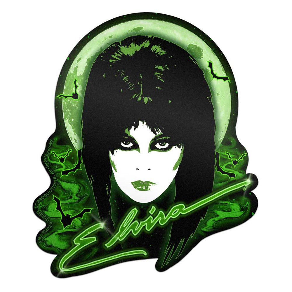 Elvira 80s Moon Green Sticker