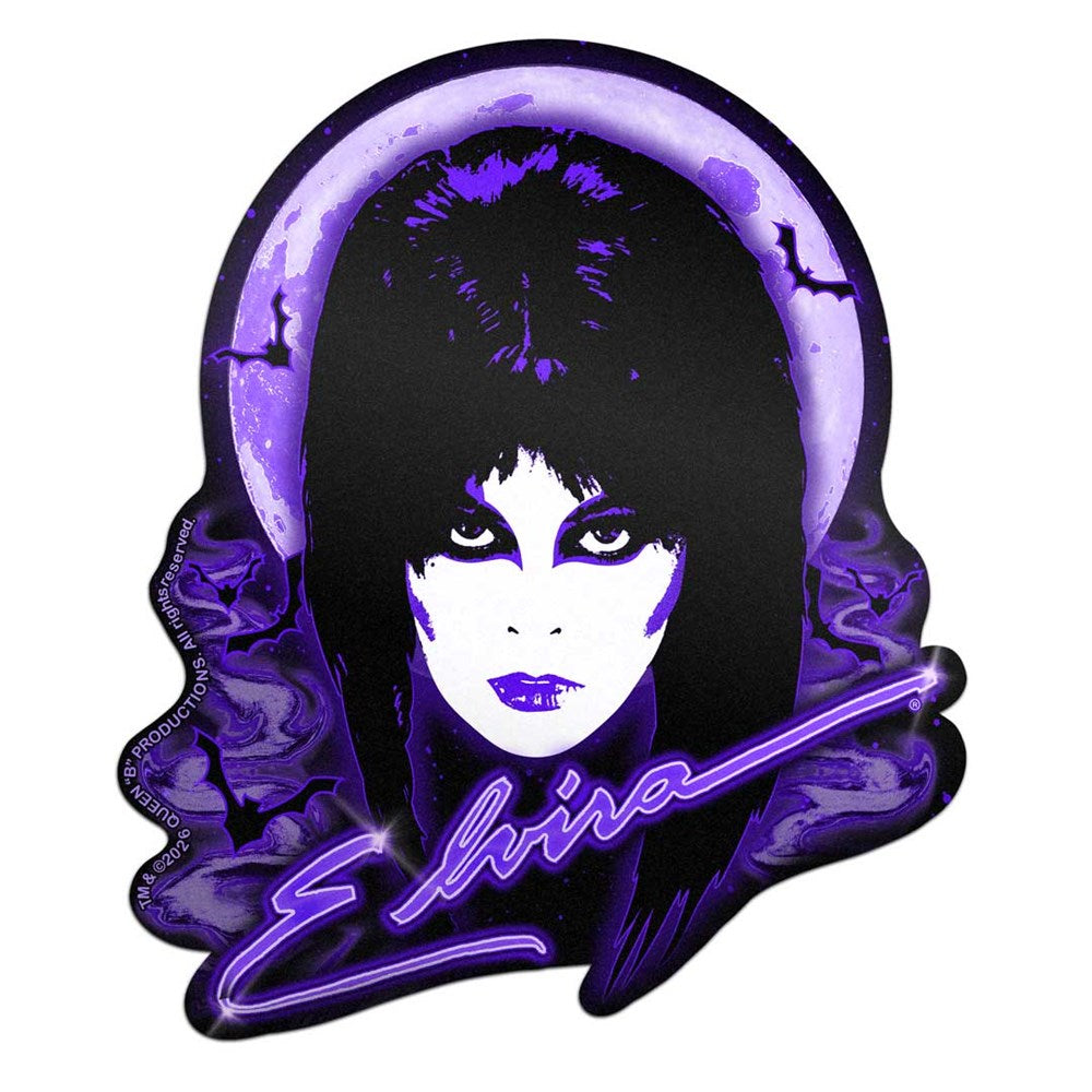 Elvira 80s Moon Purple Sticker