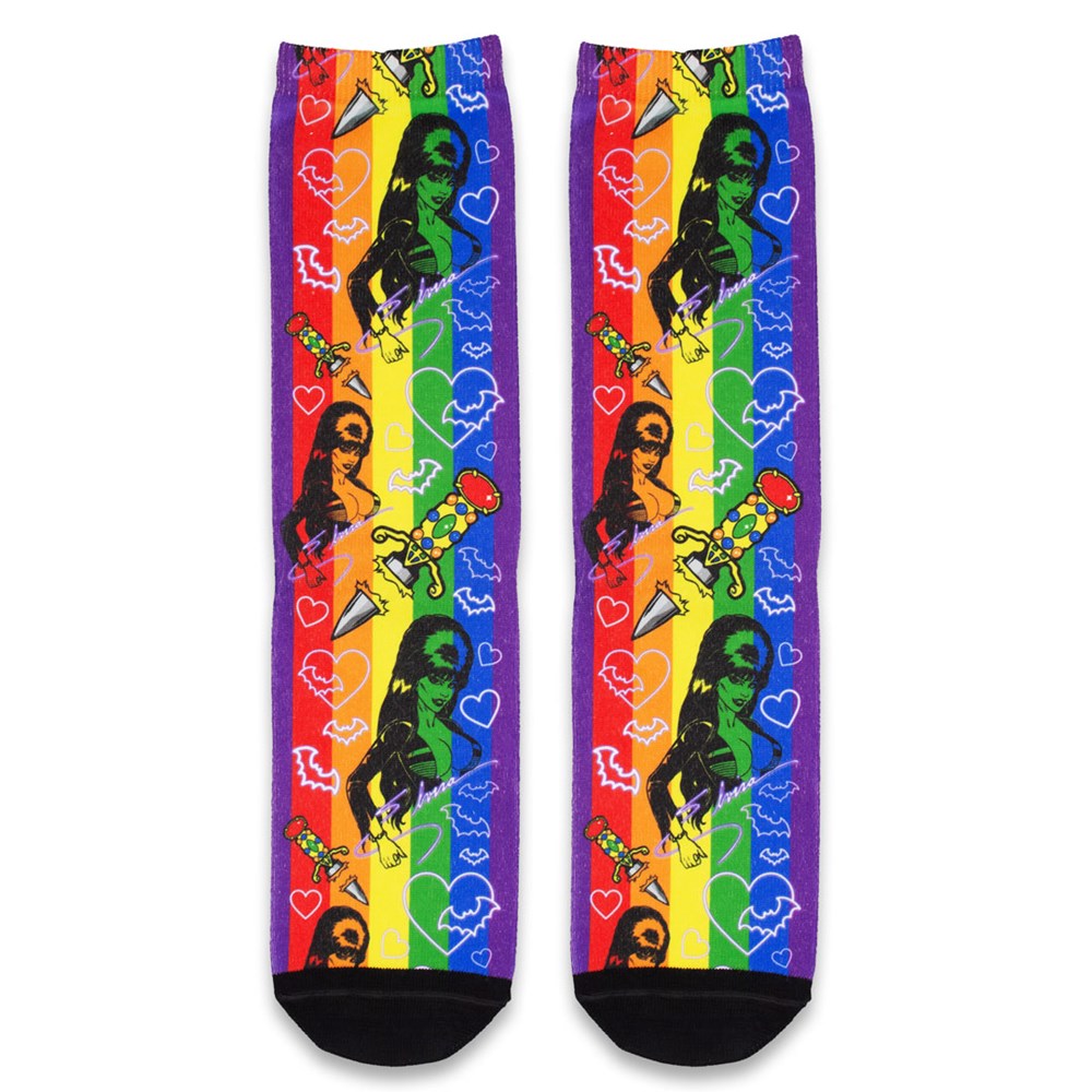 Elvira Pride Neon Rainbow Dress Socks