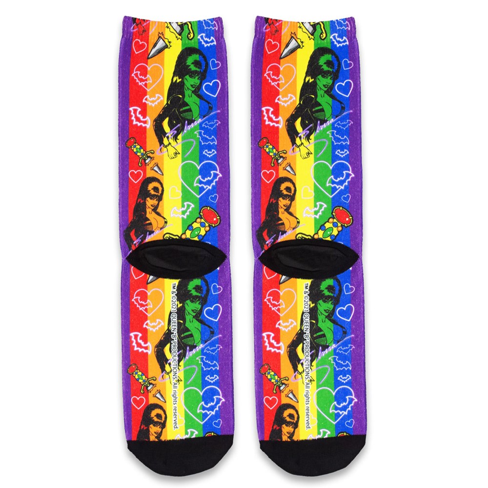 Elvira Pride Neon Rainbow Dress Socks