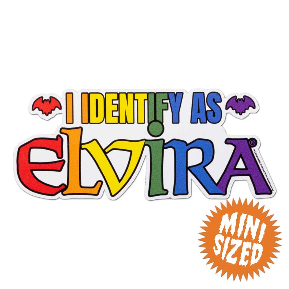 I Identify As Elvira Rainbow Slogan Mini Sticker