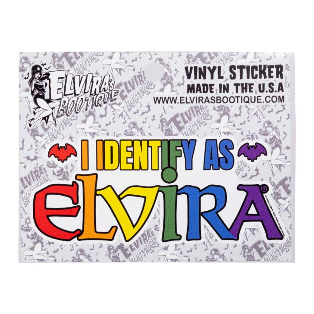 I Identify As Elvira Rainbow Slogan Mini Sticker