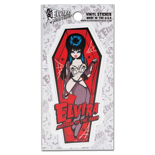 Elvira Viva Spider Coffin Mini Sticker