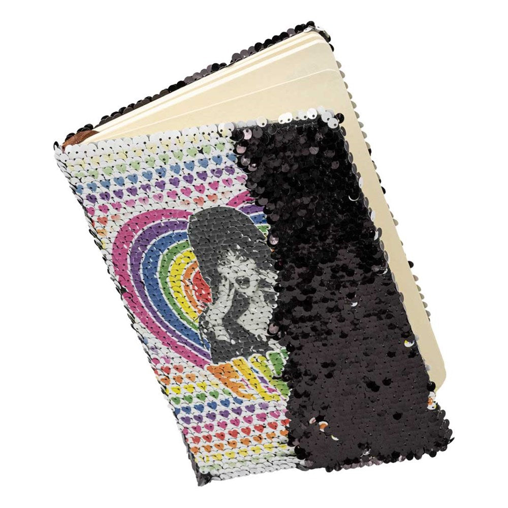 Elvira Rainbow Hypno Heart Flip Sequin Notebook