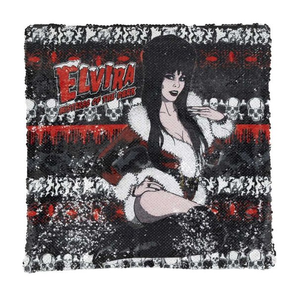 Elvira Dark Xmas Black Sequin Pillow Cover Case