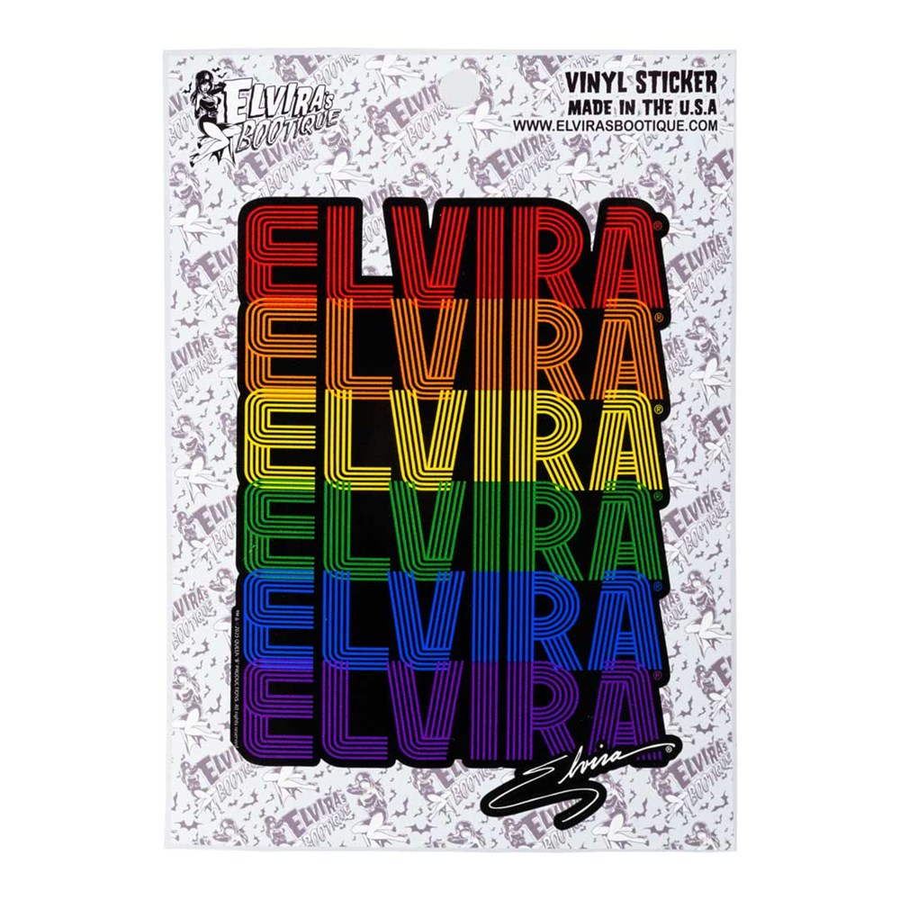 Elvira Rainbow Text Repeat Sticker