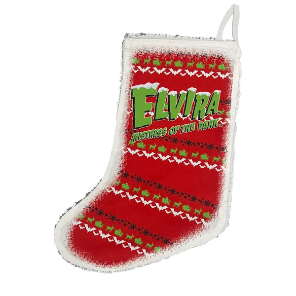 Elvira Santa Suit Sequin Xmas Stocking