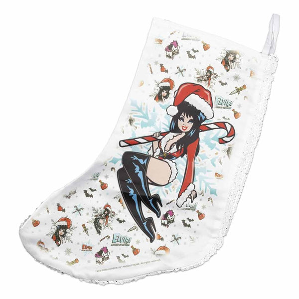 Elvira Viva Candy Cane Sequin Xmas Stocking