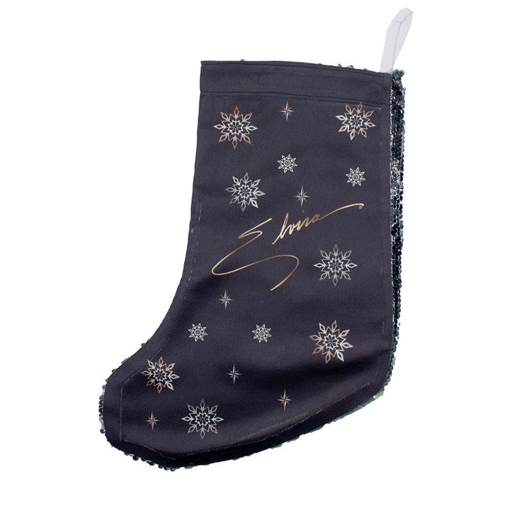 Elvira Holiday Gold Star Sequin Xmas Stocking