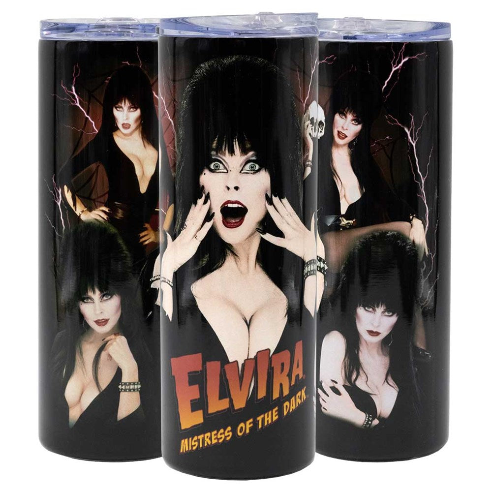 Elvira Collage Red Skinny Tumbler