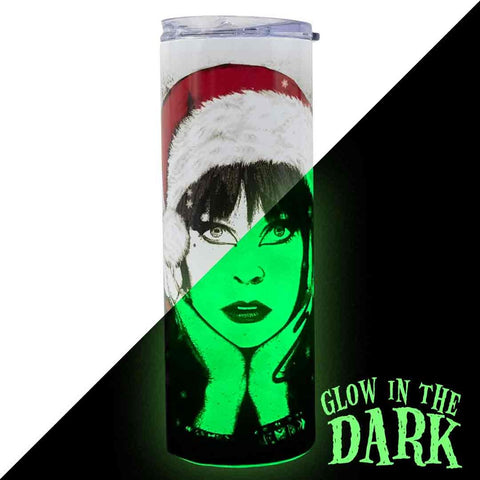 Elvira Santa Face Signature GLOW Skinny Tumbler