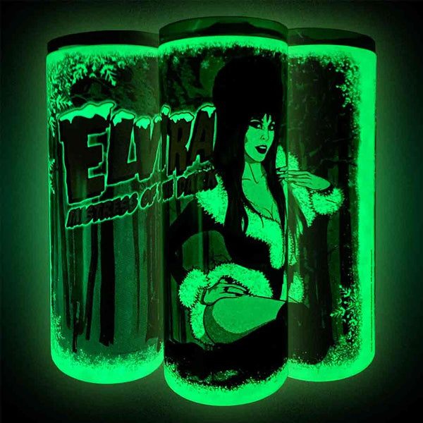 Elvira Xmas Forest GLOW Skinny Tumbler