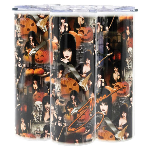 Elvira Halloween Photo Repeat Skinny Tumbler