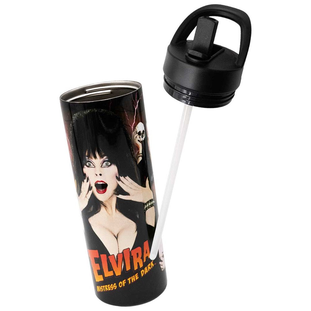 Elvira Red Collage Portable Handle Skinny Tumbler