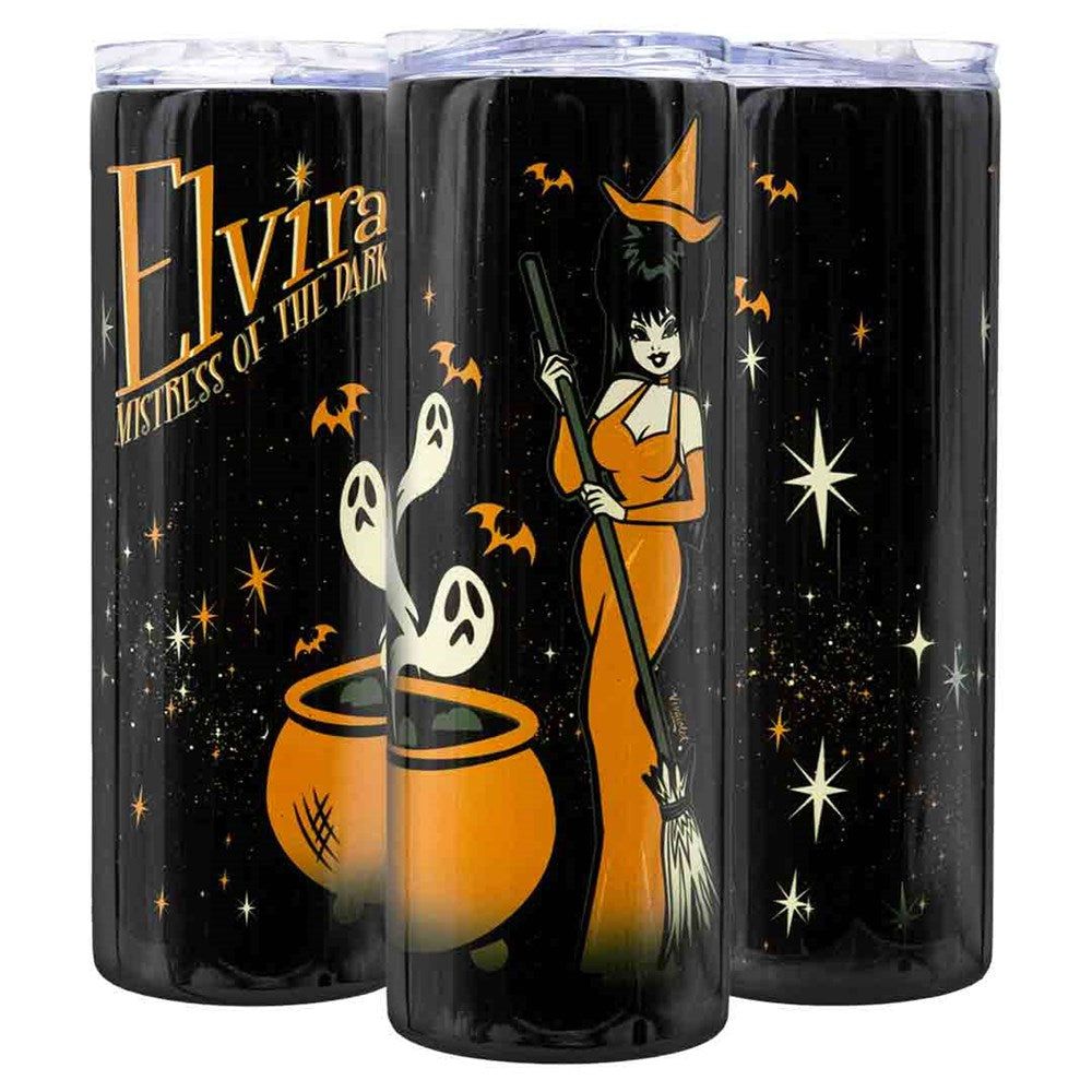 Elvira Vintage Witch Cauldron Skinny Tumbler
