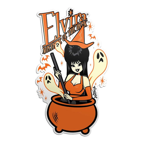 Elvira Vintage Witch Cauldron Close Sticker