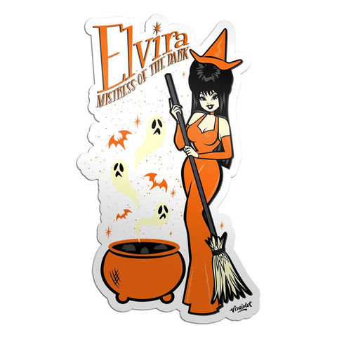 Elvira Vintage Witch Cauldron Full Sticker