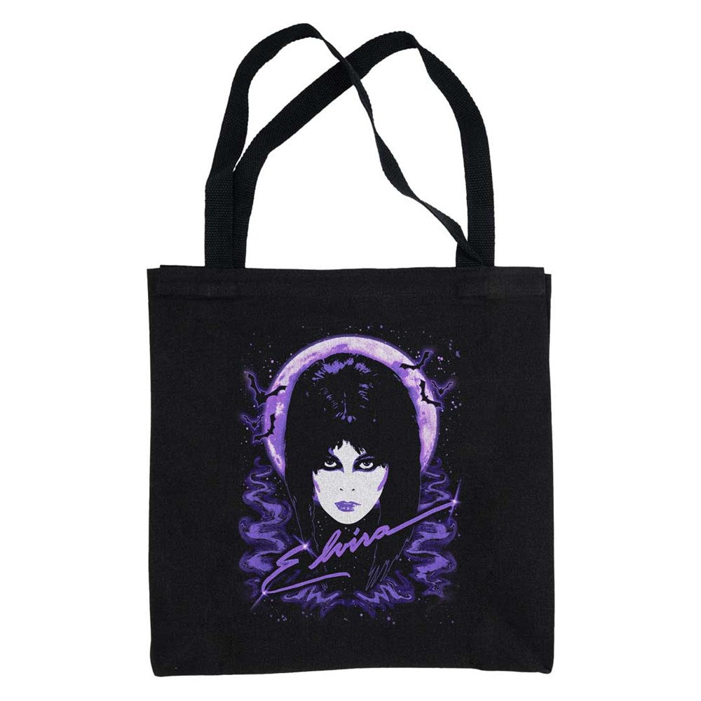 Elvira 80s Moon Purple Black Tote Bag