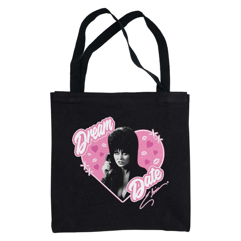 Elvira Dream Date Black Canvas Tote Bag