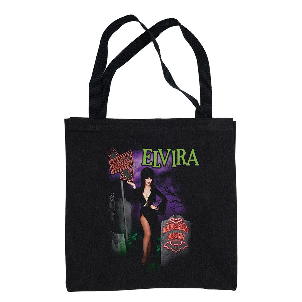 Elvira Beetle Sign Black Canvas Tote Bag