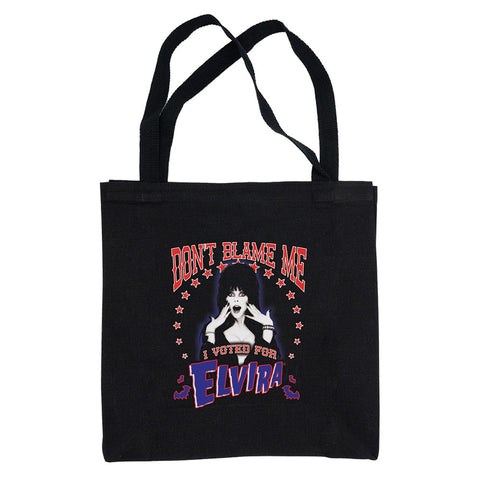 Elvira Dont Blame Me Black Canvas Tote Bag