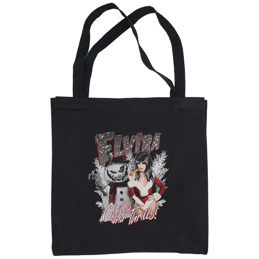 Elvira Chills N Thrills Black Canvas Tote Bag