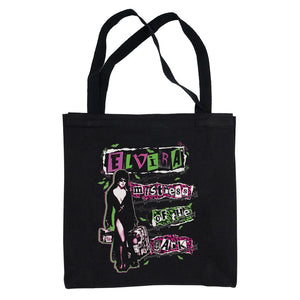 Elvira Punk Leo Black Canvas Tote Bag