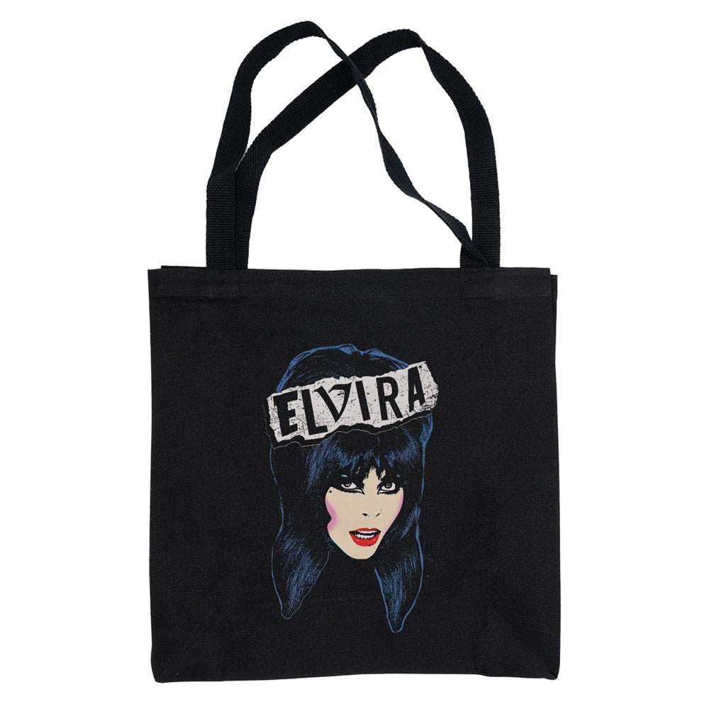 Elvira Punk Pop Art Black Canvas Tote Bag