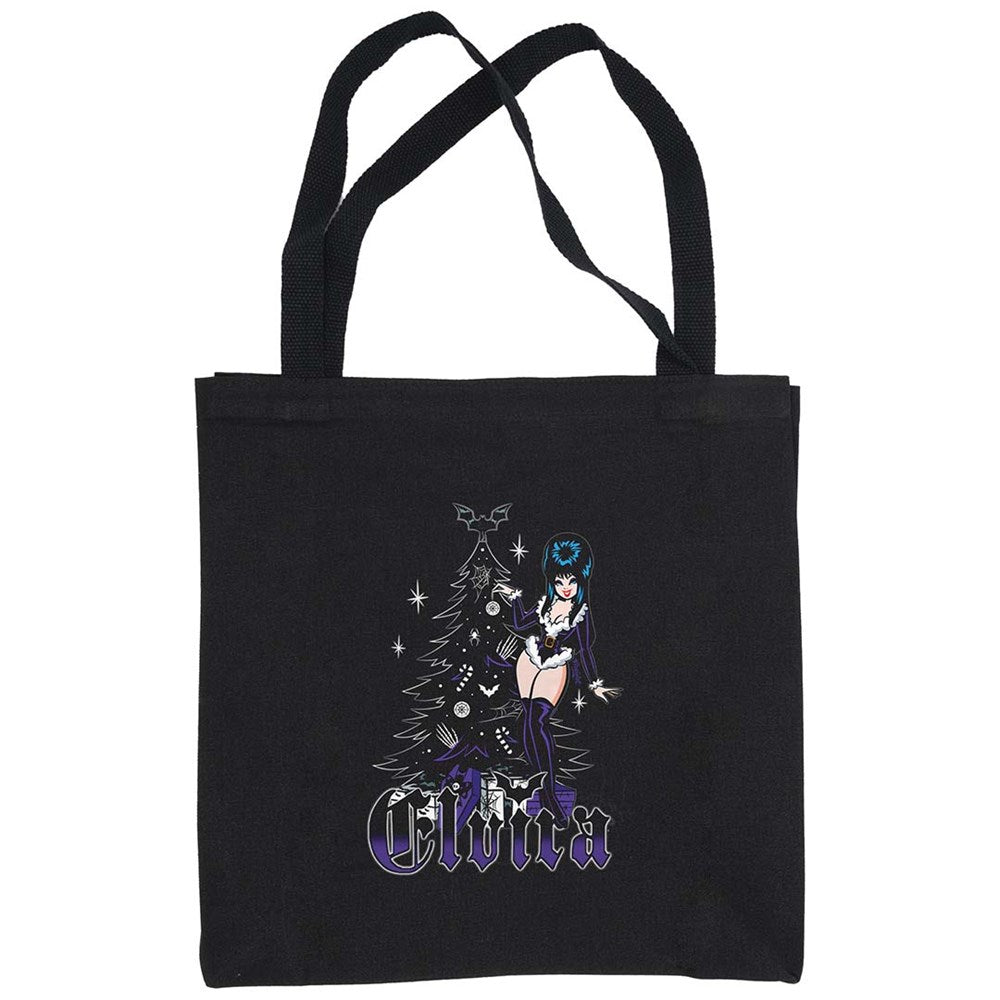 Elvira Viva Goth Tree Black Canvas Tote Bag