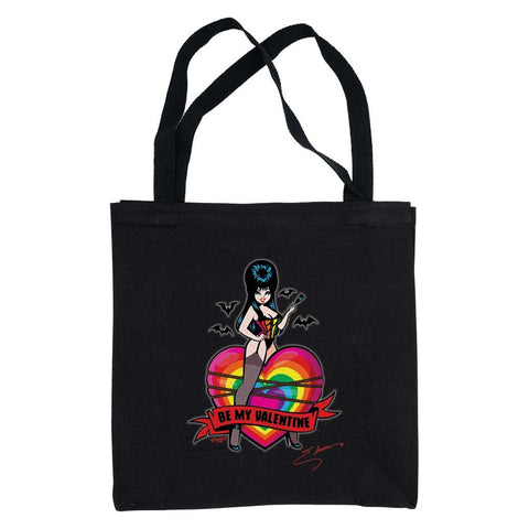 Elvira Be My Valentine Rainbow Canvas Tote Bag