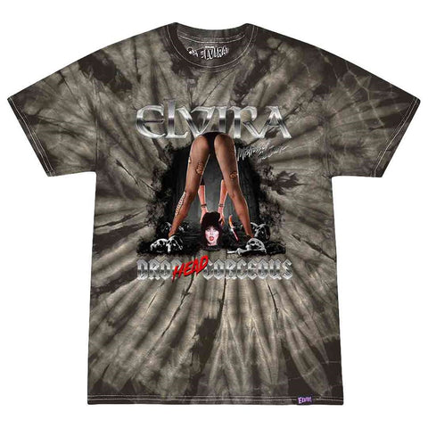 Elvira Drop Head Gorgeous Black Tie Dye T-shirt