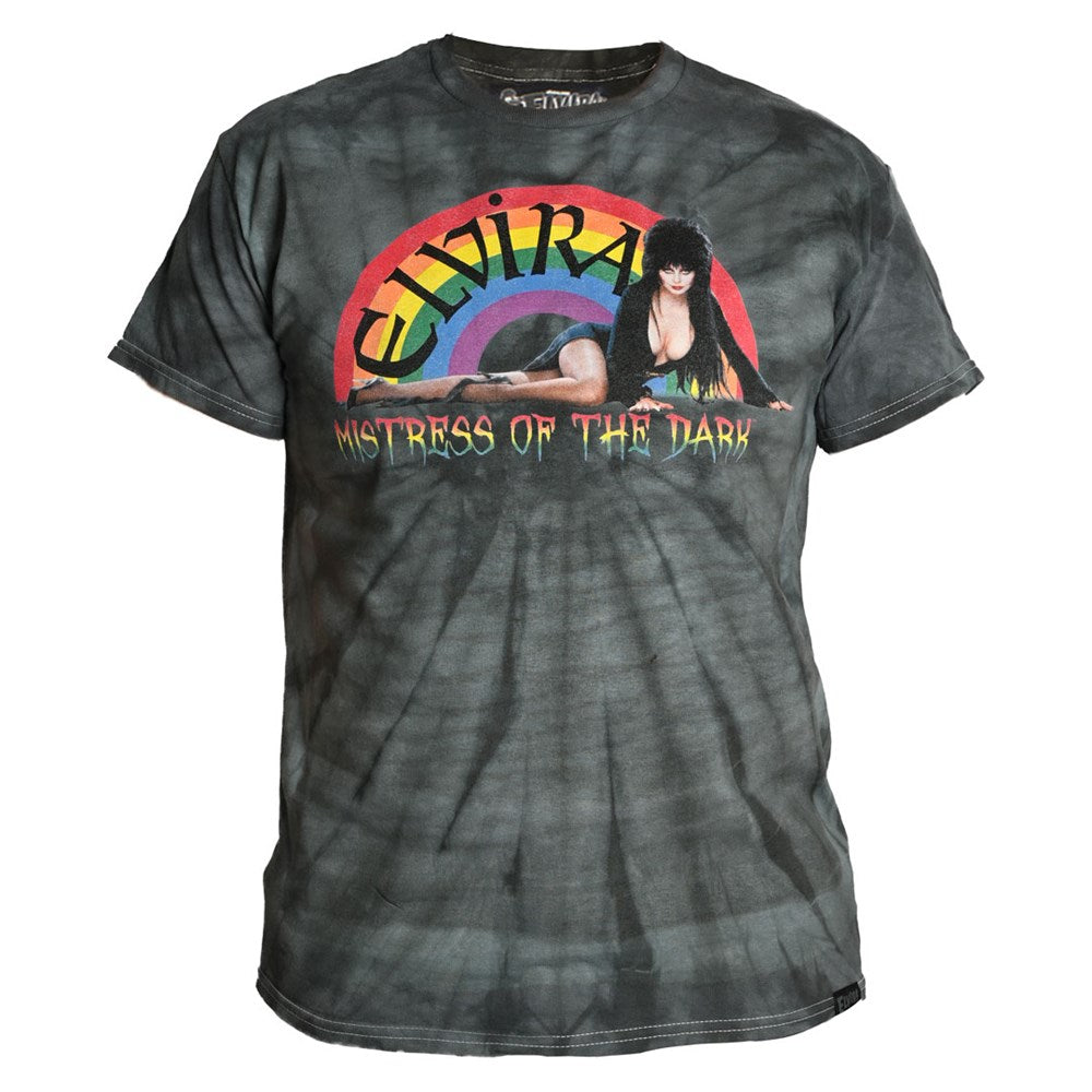 Elvira Mistress Rainbow Logo Tie Dye Black Tshirt
