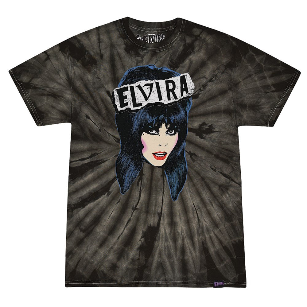 Elvira Punk Pop Art Tie Dye Black Tshirt