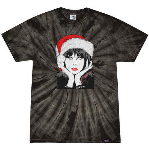 Elvira Santa Face Signature Black Tie Dye T-shirt