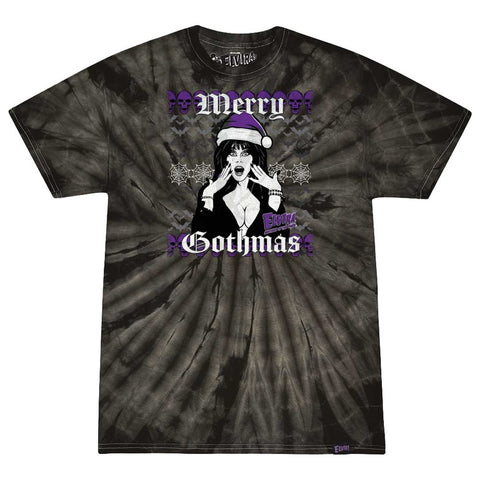 Elvira Merry Gothmas Tie Dye Black T-shirt
