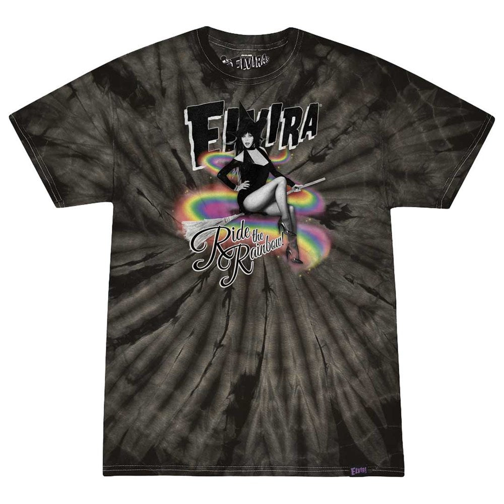 Elvira Ride The Rainbow Black Tie Dye T-shirt