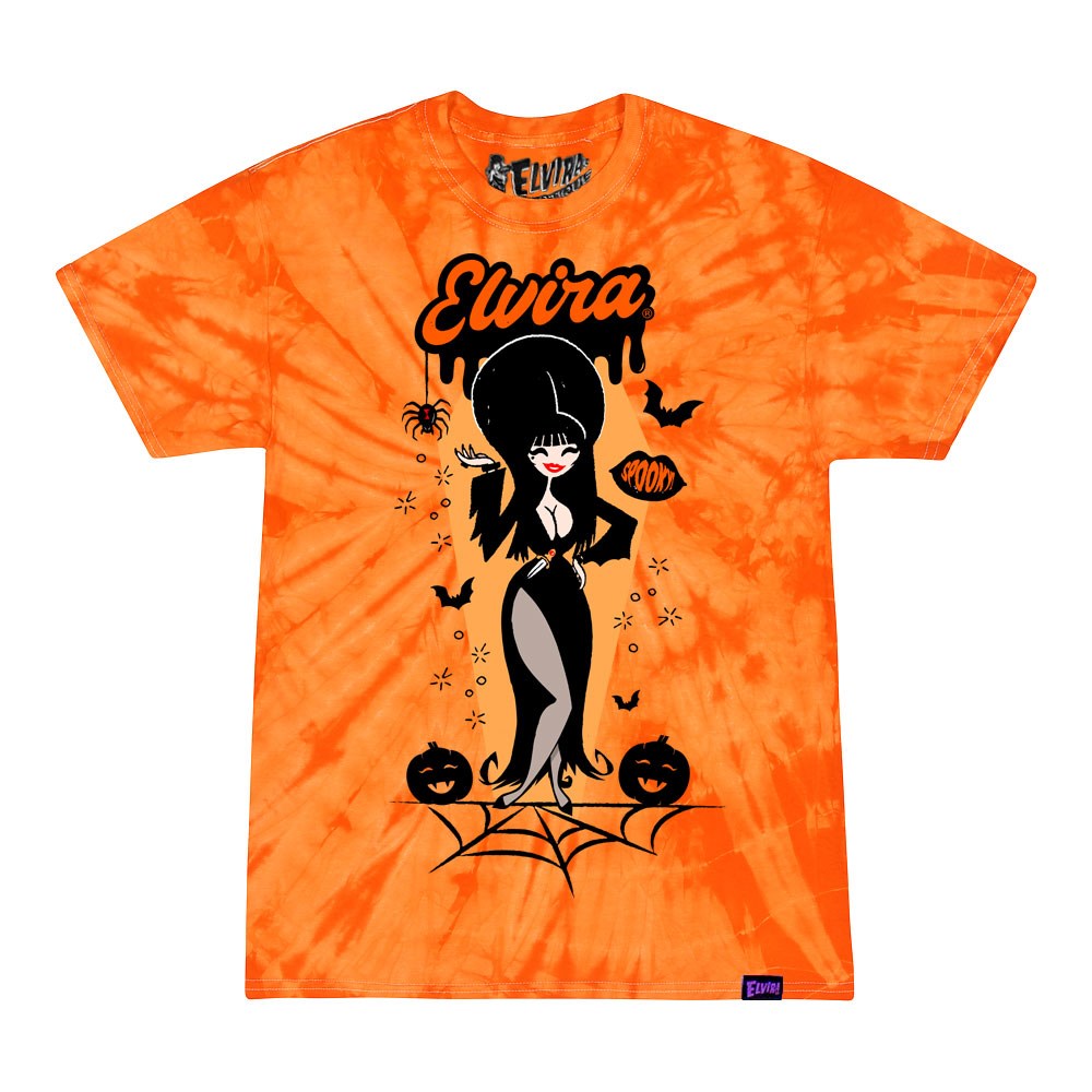 Elvira Halloween Hottie Orange Tie Dye Tshirt