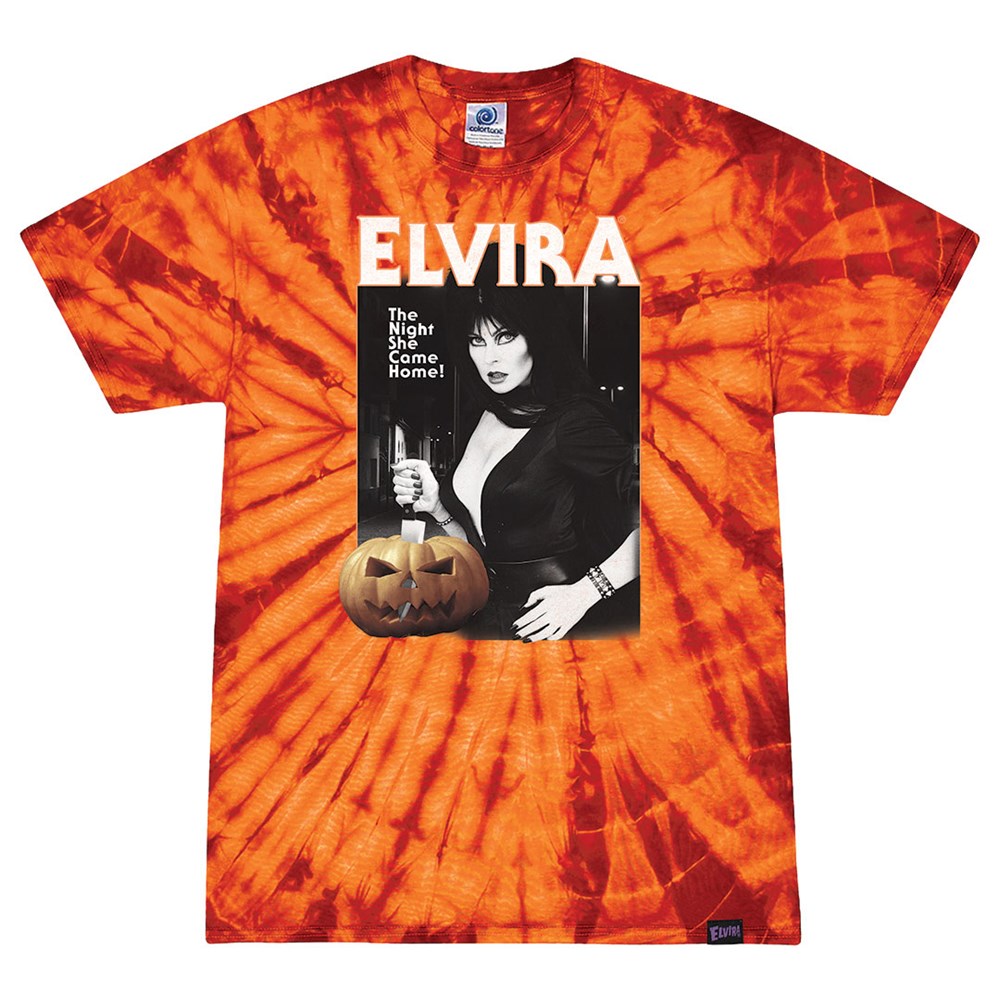 Elvira Haddonfield Halloween Tie Dye Orange T-shirt