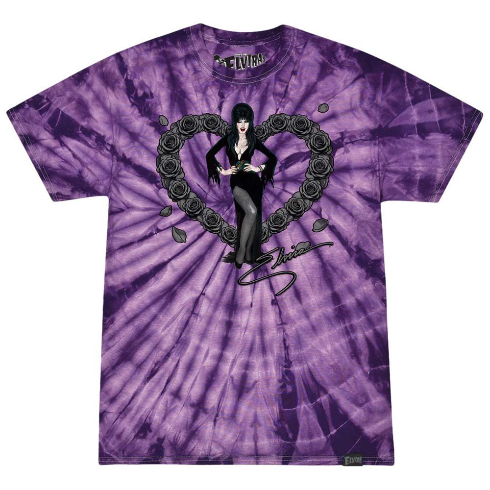 Elvira Black Heart Love Purple Tie Dye T-shirt