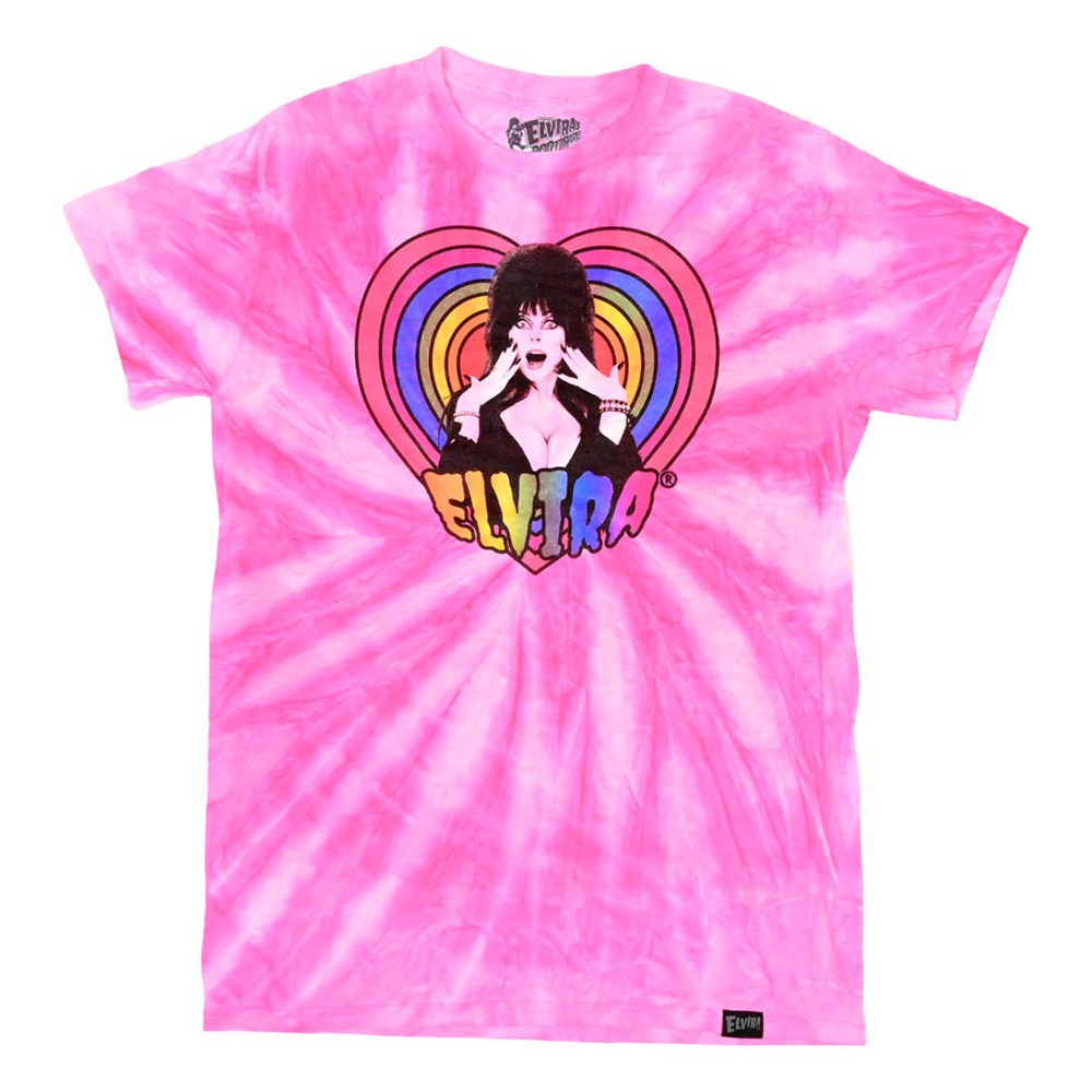 Elvira Rainbow Hypno Heart Tie Dye Pink Tshirt