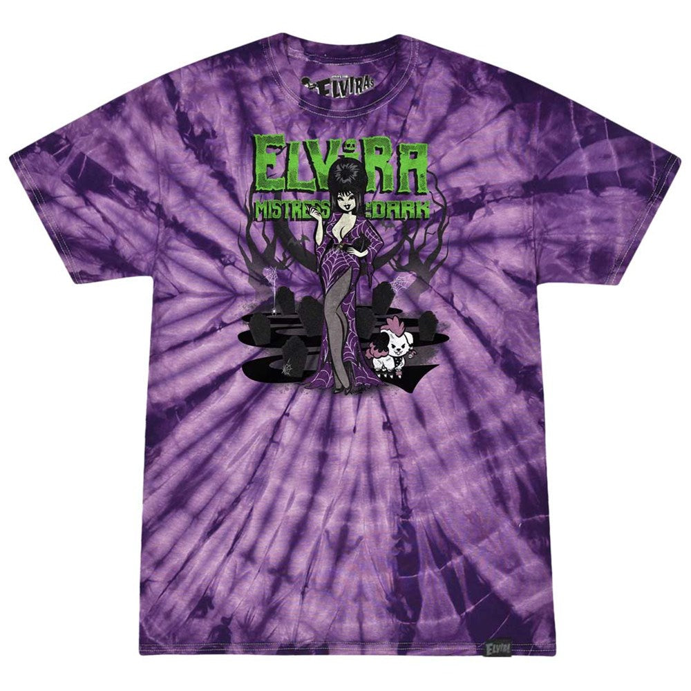Elvira Viva Cemetery Purple Tie Dye T-shirt