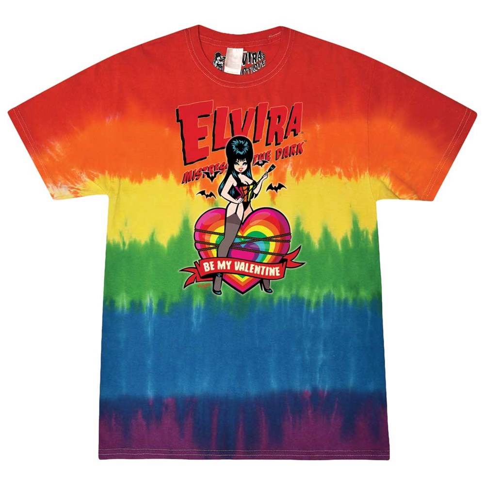 Elvira My Valentine Rainbow Tie Dye T-shirt