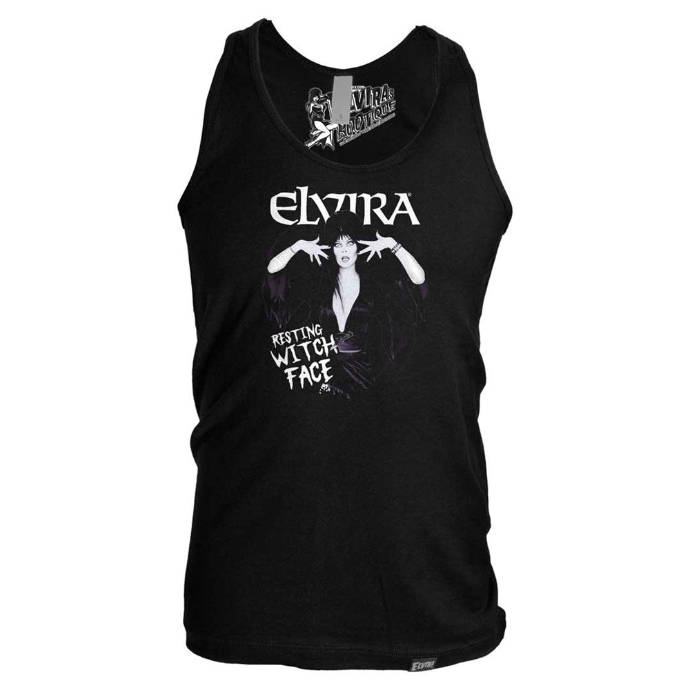 Elvira Resting Witch Face Mens Black Tank