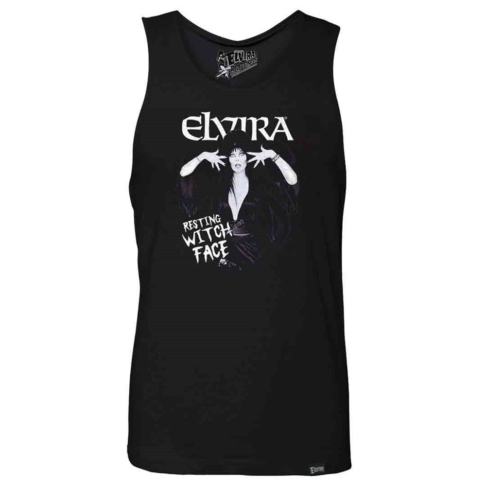 Elvira Resting Witch Face Mens Black Tank