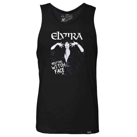 Elvira Resting Witch Face Mens Black Tank